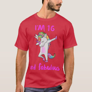16 und fabelhafte süße 16 Mädchen einhorn dab dan T-Shirt