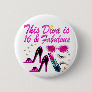 16 UND FABULOUS DIVA BUTTON