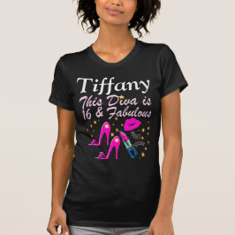16 UND FABULOUS STYLISH DIVA PERSONALISIERT T SHIR T-Shirt