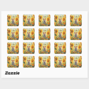 16 von 17 Sunflower Garden Miceville Quadratischer Aufkleber