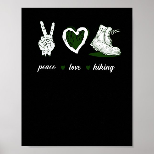 16.Wandern Peace Liebe Wanderherz Poster (Vorne)