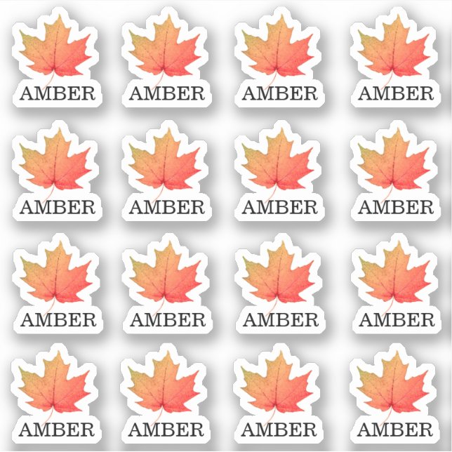 16 Waterproof Amber Maple Leaf Grading Labels (Vorderseite)