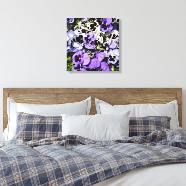 16"x16" Lila Stiefmütterchen Leinwanddruck (Insitu (Schlafzimmer))
