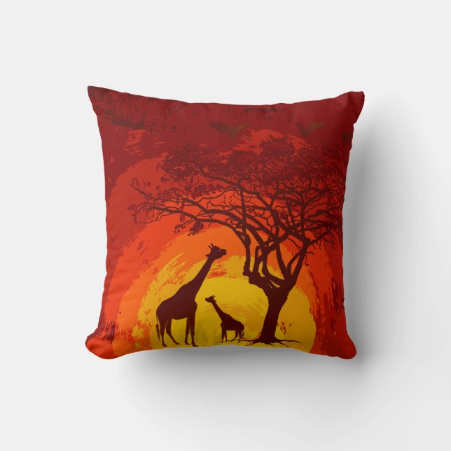 16"x16" Throw Pillow African Safari Giraffe Sun Kissen (Vorderseite)