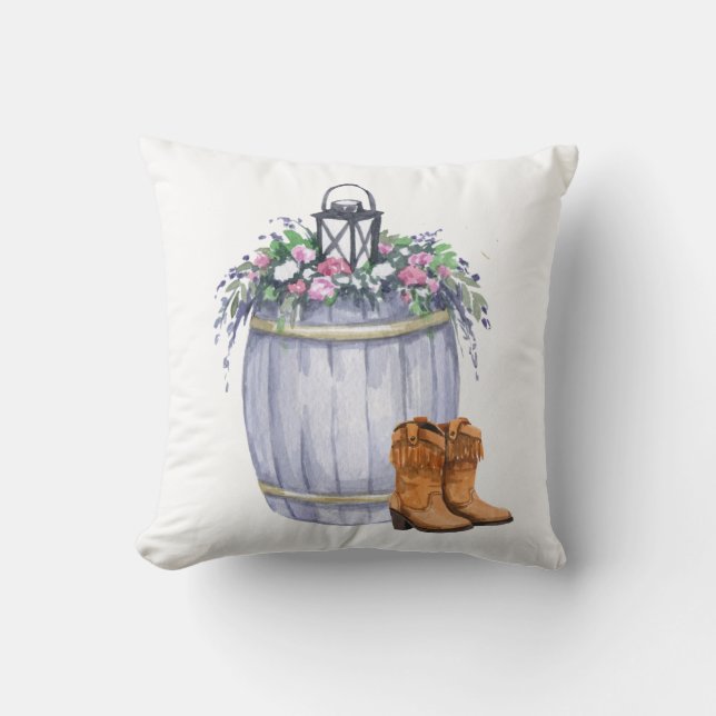 16"x16" Throw Pillow Sommer Land Hochzeit rustikal Kissen (Vorderseite)