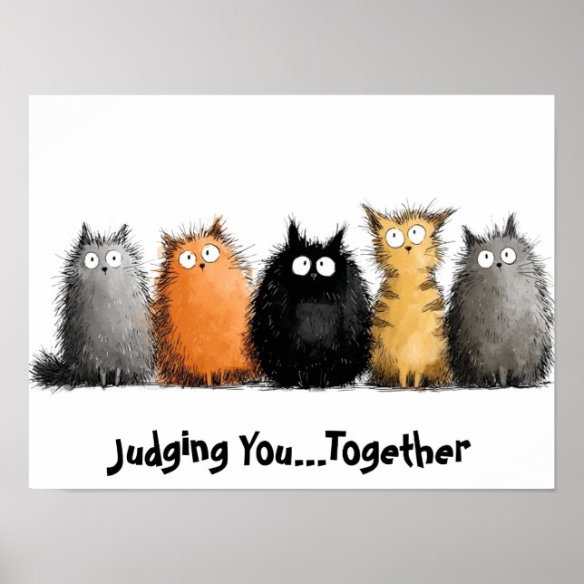 16 x 12 Cartoon-Katze Poster (Vorne)
