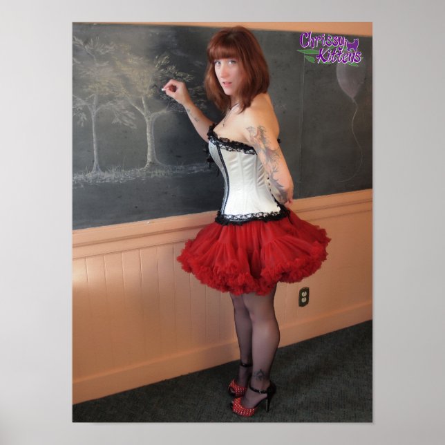 16" x 12" Chrissy Kittens Hot for Teacher Poster (Vorne)