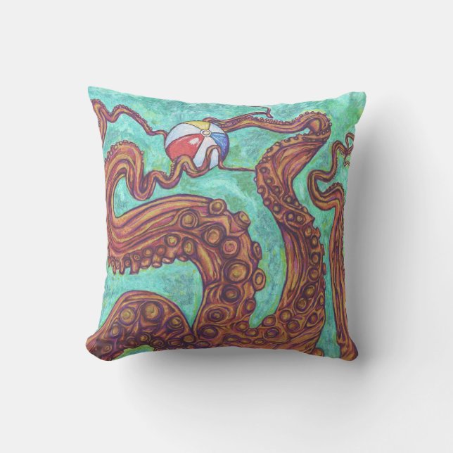 16 x 16 Außenbereich Kraken Beach Throw Kissen (Vorderseite)