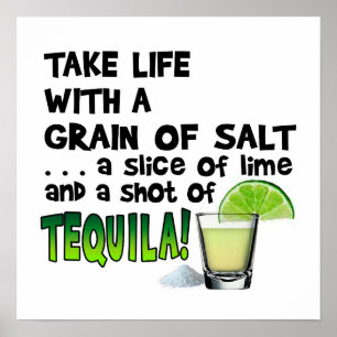 16" X 16" PLAKAT - LEBEN, LIMON, SALZ, TEQUILA!