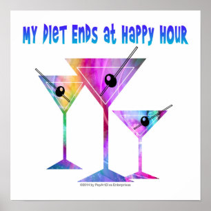 16" X 16" PLAKAT - MEINE DIÄT ENDET BEIM HAPPY HOU