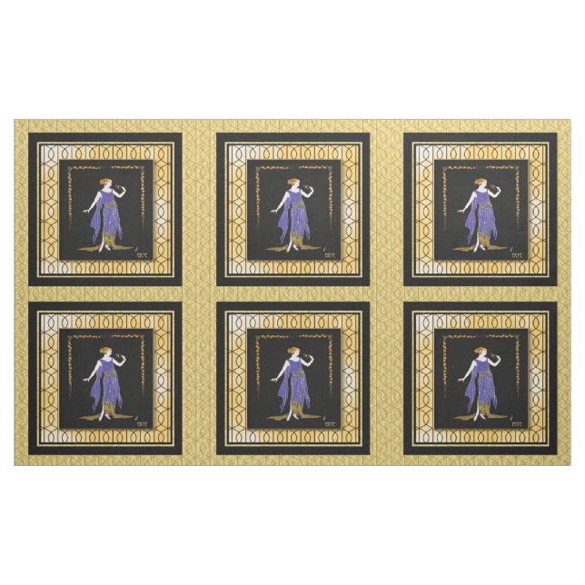 16 x 16 Zoll Erte Lady in Blue Panels Stoff (Yard (91,4 cm))