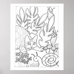 16"x 20" gepunktete Katze und Schnecke zum Färben Poster