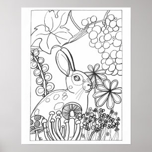 16"x 20" Gepunktetes Kaninchen mit Traubenfarbe Poster