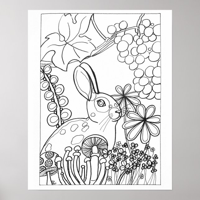 16"x 20" Gepunktetes Kaninchen mit Traubenfarbe Poster (Vorne)