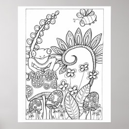 16"x 20" Kleiner Frosch mit Fantasy-Blume Poster