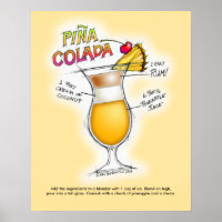 16" x 20" POSTER - PINA COLADA REZEPT COCKTAIL KUN