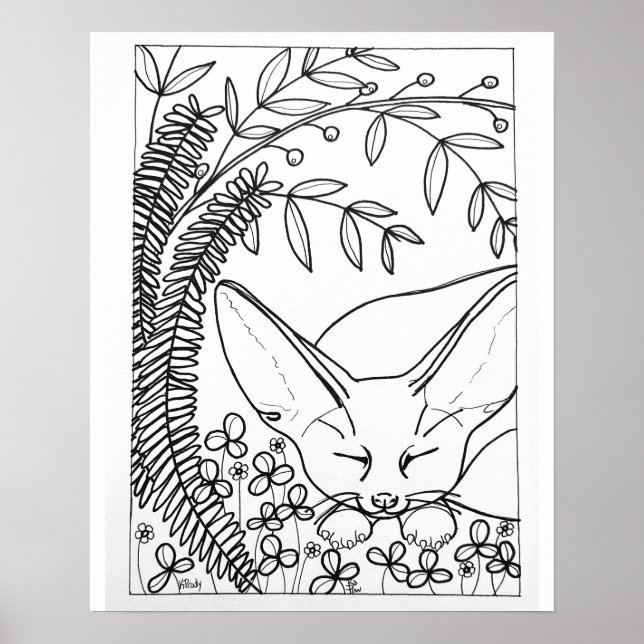 16"x 20" Schlafen Fennec Fox Färbung Poster (Vorne)