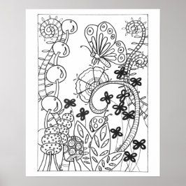 16"x 20" Schmetterling mit fantasievollen Blume Poster