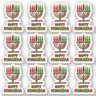 16 x Happy Kwanzaa Rot-Gelbe grüne Kerzen Aufkleber