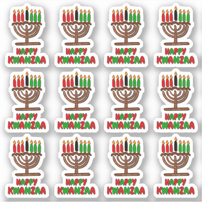 16 x Happy Kwanzaa Rot-Gelbe grüne Kerzen Aufkleber (Vorderseite)
