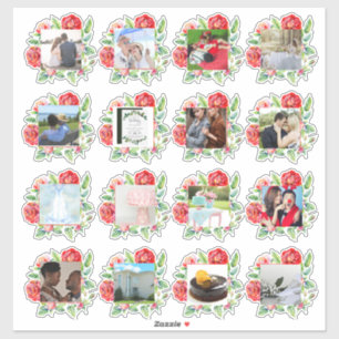 16 x WEDDING FOTO Journal Planner Rote Rosen Aufkleber