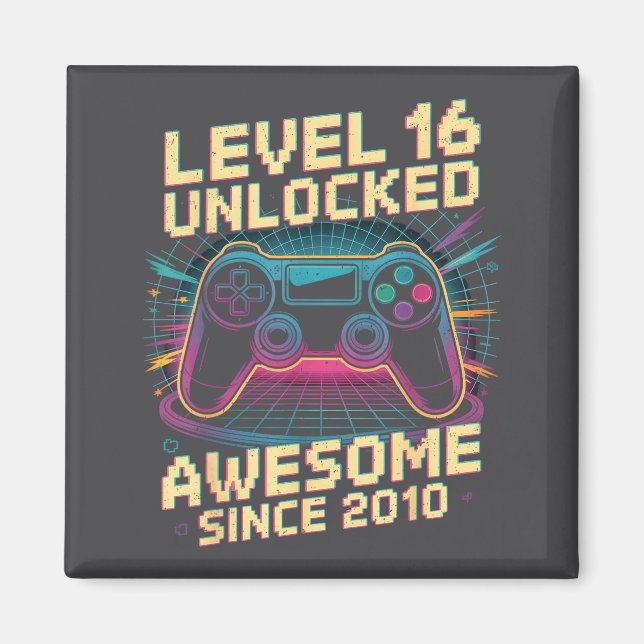 16 Year Old Boy Level 16 Gamer 2010 16th Birthday  Magnet (Vorne)