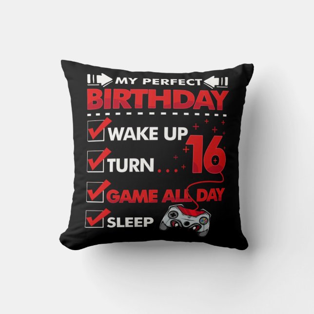 16 Year Old Gamer Boy 16th Perfect Birthday Gaming Kissen (Vorderseite)