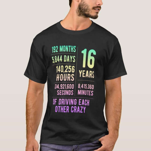 16 Years Married Funny 16th Wedding Anniversary T-Shirt (Vorderseite)