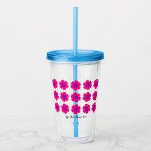 16oz Akryltumbler mit Straw- und Blumenmuster
