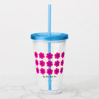 16oz Akryltumbler mit Straw- und Blumenmuster Acryltrinkbecher