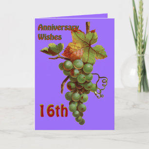 16th Anniversary wishes, customiseable Karte