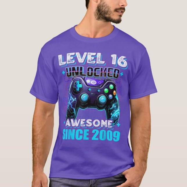 16th Birthday Boy Level 16 Gamer 16 Year Video Gam T-Shirt (Vorderseite)