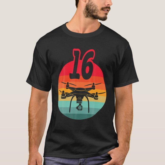 16Th Birthday I Retro Remote Control Drones With C T-Shirt (Vorderseite)