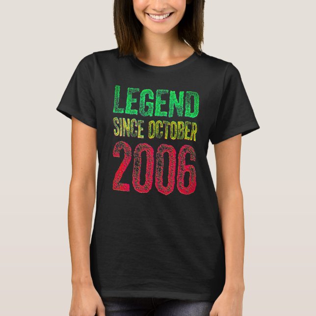 16th Birthday October Born 16 Years Legend Since 2 T-Shirt (Vorderseite)