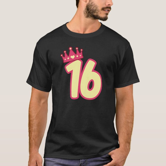 16Th Birthday Queen Girls Happy Birthday Party Fun T-Shirt (Vorderseite)