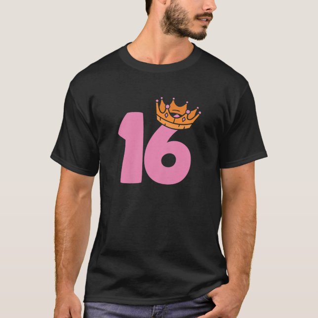 16Th Birthday Queen Girls Happy Birthday Party Fun T-Shirt (Vorderseite)