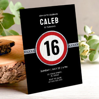 16th Birthday Speed Limit Sign - ANY AGE Einladung