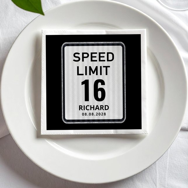 16th Birthday Speed Limit Sign - ANY AGE Napkins Serviette (Von Creator hochgeladen)