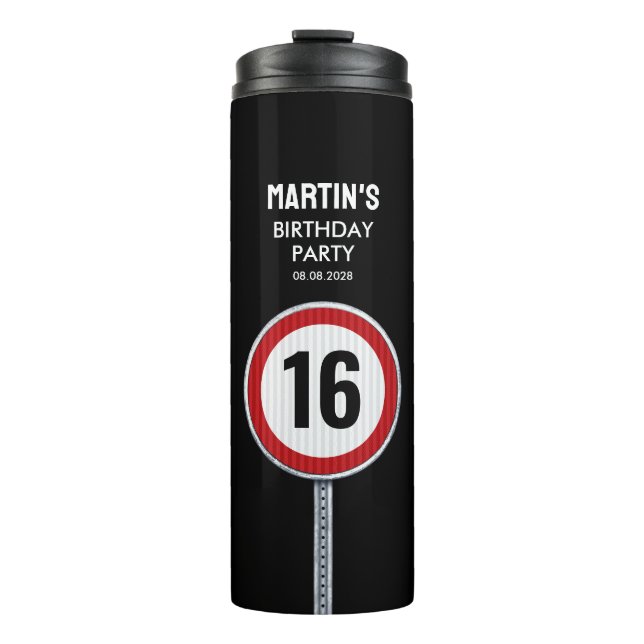 16th Birthday Speed Limit Thermosbecher (Vorderseite)