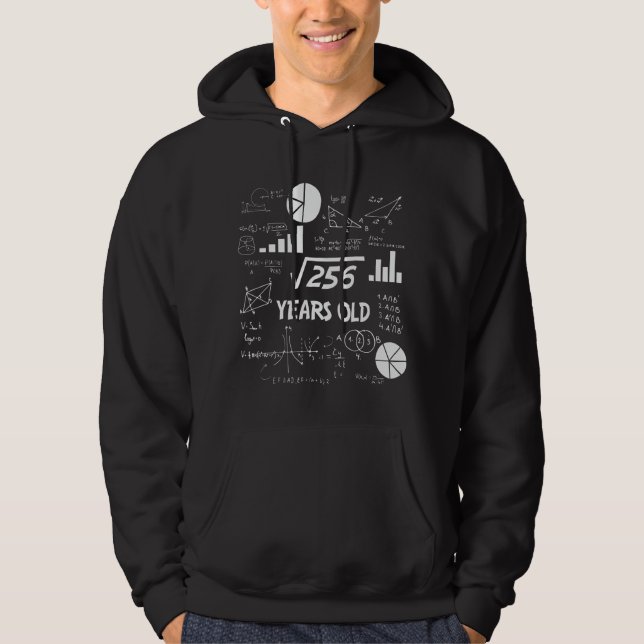 16th Birthday Square Root Math 16 Years Old Bday Hoodie (Vorderseite)