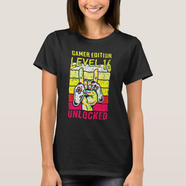 16th Birthday Video Gamer Edition Level 16 Unlocke T-Shirt (Vorderseite)