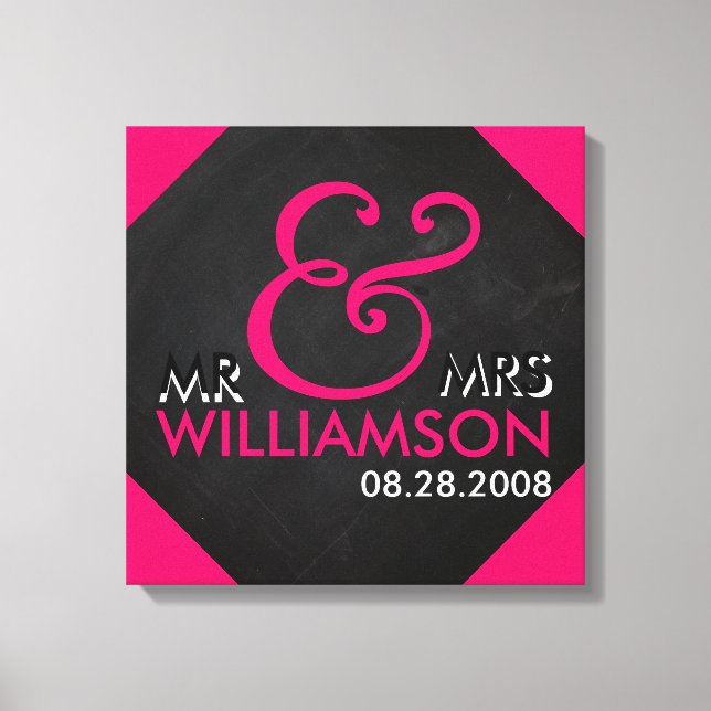 16x16 Chalkboard Wrapped Canvas Wedding Date Art Leinwanddruck (Vorderseite)