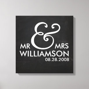 16x16 Chalkboard Wrapped Canvas Wedding Date Art Leinwanddruck