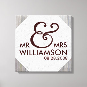 16x16 Country Wood Wrapped Canvas Wedding Date Art Leinwanddruck