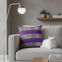 16x16 Gewindekissen für graues Sofa - Lila Streife