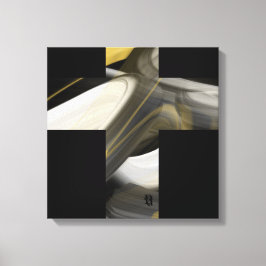 16x16" Trend Abstract Art Canvas Black White Gold Leinwanddruck