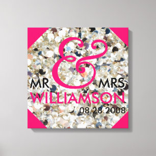 16x16 Wrapped Canvas Wedding Date Nachname Art Leinwanddruck