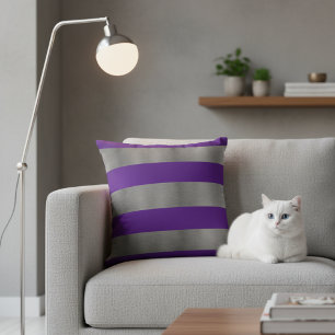 16x16 Zierkissen für graue Couch - Lila Streifen