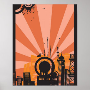 16x20 Abstrakte Mauer in Orange City Art Poster