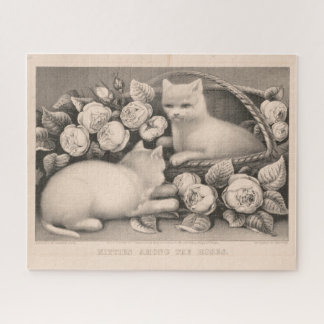 16x20 Kätzchen unter den Rose - Currier & Ives Cat Puzzle